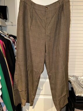 SHEIN Brown Plaid Wide-Leg Trousers